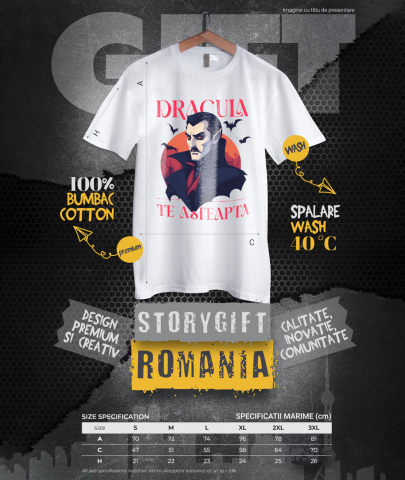 Tricou Femei, Barbati, Copii, Fata, Baiat, Unisex Personalizat Portret Dracula Cu Pelerină | Cadouri Personalizate Halloween Vlad Țepeș [3]
