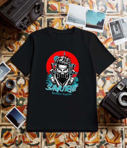 Tricou Femei, Barbati, Copii, Fata, Baiat, Unisex Personalizat Cadouri personalizate – Portret ninja cu mască și sabii, samurai războinic legendar [2]
