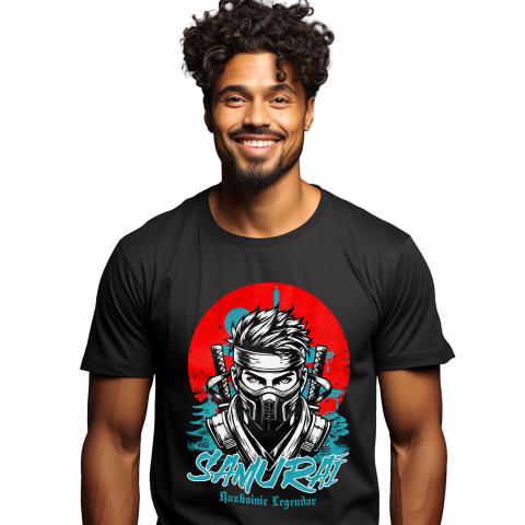 RAZBOINIC - Tricou Femei, Barbati, Copii, Fata, Baiat, Unisex Personalizat Cadouri personalizate – Portret ninja cu mască și sabii, samurai războinic legendar