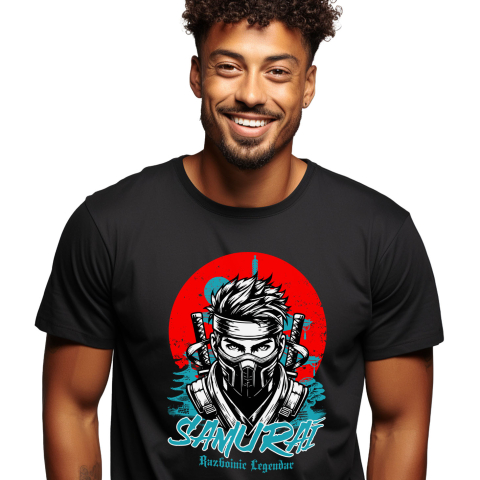 Razboinic - Tricou Femei, Barbati, Copii, Fata, Baiat, Unisex Personalizat Cadouri personalizate – Portret ninja cu mască și sabii, samurai războinic legendar