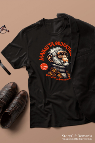 Tricou Femei, Barbati, Copii, Fata, Baiat, Unisex Personalizat „Portret personalizat maimuță cu trabuc și ochelari de vedere – Cadou fashion Godfather” [2]