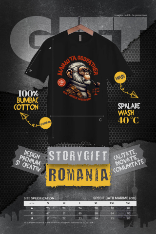 Tricou Femei, Barbati, Copii, Fata, Baiat, Unisex Personalizat „Portret personalizat maimuță cu trabuc și ochelari de vedere – Cadou fashion Godfather” [3]