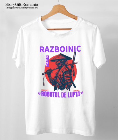 Tricou Femei, Barbati, Copii, Fata, Baiat, Unisex Personalizat Cadouri personalizate – Robot războinic cu pălărie în stil samurai și ninja [2]