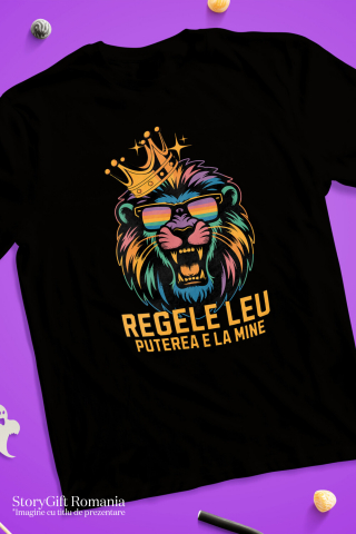 Tricou Femei, Barbati, Copii, Fata, Baiat, Unisex Personalizat Tricou Personalizat Regele Leu Furios cu Ochelari de Soare – "Puterea E La Mine" | Cadou pentru Iubitori de Leu și Putere [2]