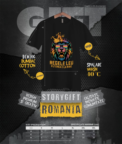 Tricou Femei, Barbati, Copii, Fata, Baiat, Unisex Personalizat Tricou Personalizat Regele Leu Furios cu Ochelari de Soare – "Puterea E La Mine" | Cadou pentru Iubitori de Leu și Putere [3]