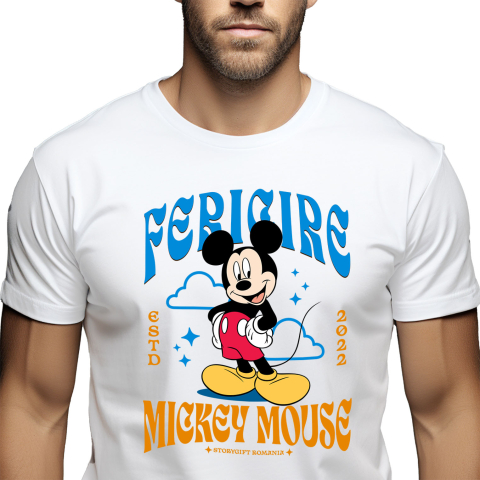 Desene Animate - Tricou Barbati cu Povesti Magice cu Mickey Mouse 100% Bumbac, Alb, L