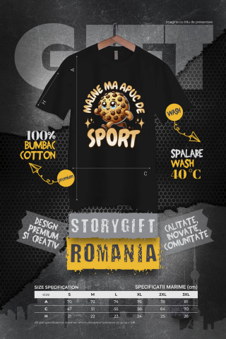Tricou Femei, Barbati, Copii, Fata, Baiat, Unisex Personalizat Prăjitură Biscuit Vesel cu Text Amuzant „Mâine Mă Apuc De Sport” | Cadou Personalizat [3]