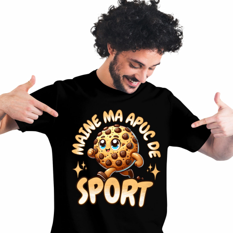 MANCARE - Tricou Femei, Barbati, Copii, Fata, Baiat, Unisex Personalizat Prăjitură Biscuit Vesel cu Text Amuzant „Mâine Mă Apuc De Sport” | Cadou Personalizat