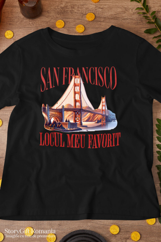 Tricou Femei, Barbati, Copii, Fata, Baiat, Unisex Personalizat "Priveliste Pod San Francisco – Apus de Soare și Locul Meu Preferat" [2]