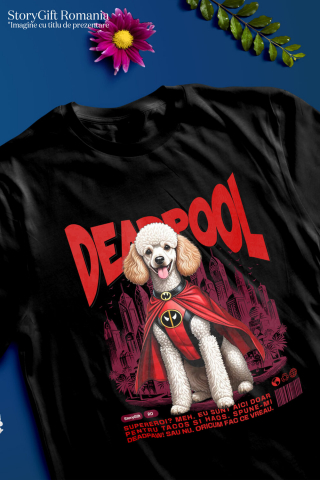 Tricou Femei, Barbati, Copii, Fata, Baiat, Unisex Personalizat Pudel în Costum Deadpool - Cadou Personalizat pentru Copii și Familie [2]