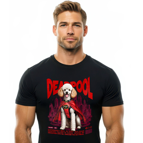 SuperEroi si Personaje TV - Tricou Femei, Barbati, Copii, Fata, Baiat, Unisex Personalizat Pudel în Costum Deadpool - Cadou Personalizat pentru Copii și Familie