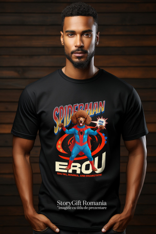 Tricou Femei, Barbati, Copii, Fata, Baiat, Unisex Personalizat Pudel în Costum Spider-Man cu Pelerină - Cadou Personalizat pentru Iubitorii de Câini și Copii [1]