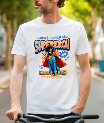 Tricou Femei, Barbati, Copii, Fata, Baiat, Unisex Personalizat Pudel în Costum de Superman – Produse Personalizate pentru Familie și Copii [1]