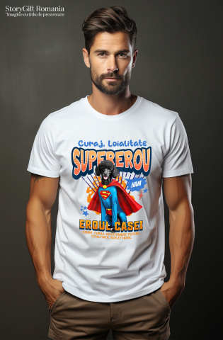 Tricou Femei, Barbati, Copii, Fata, Baiat, Unisex Personalizat Pudel în Costum de Superman – Produse Personalizate pentru Familie și Copii [1]