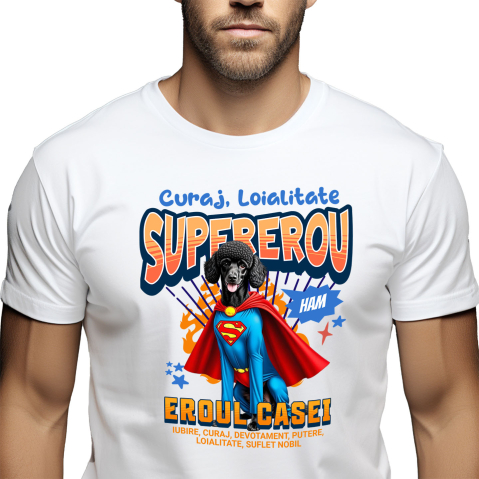 SuperEroi si Personaje TV - Tricou Femei, Barbati, Copii, Fata, Baiat, Unisex Personalizat Pudel în Costum de Superman – Produse Personalizate pentru Familie și Copii