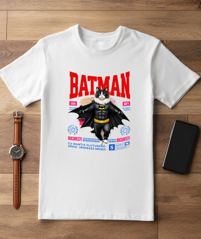Tricou Femei, Barbati, Copii, Fata, Baiat, Unisex Personalizat Pisica Ragdoll în Costum de Batman – Un Supererou Adorabil pentru Copii și Iubitorii de Pisici [2]