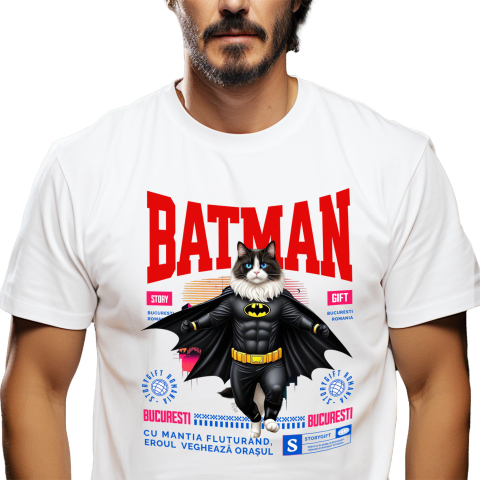 SuperEroi si Personaje TV - Tricou Femei, Barbati, Copii, Fata, Baiat, Unisex Personalizat Pisica Ragdoll în Costum de Batman – Un Supererou Adorabil pentru Copii și Iubitorii de Pisici