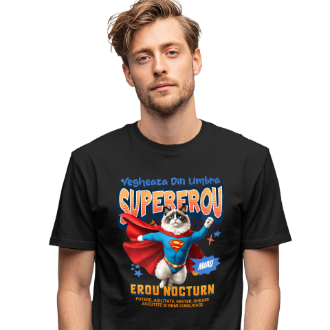 Tricou Femei, Barbati, Copii, Fata, Baiat, Unisex Personalizat Pisică Ragdoll Supererou – Design Personalizat pentru Iubitorii de Animale și Familie