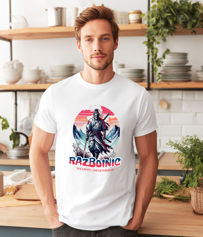 Tricou Femei, Barbati, Copii, Fata, Baiat, Unisex Personalizat Cadouri personalizate – Războinic stil asiatic pe vârful muntelui cu sabie și apus de soare [1]