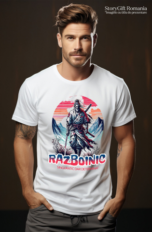 Tricou Femei, Barbati, Copii, Fata, Baiat, Unisex Personalizat Cadouri personalizate – Războinic stil asiatic pe vârful muntelui cu sabie și apus de soare [1]