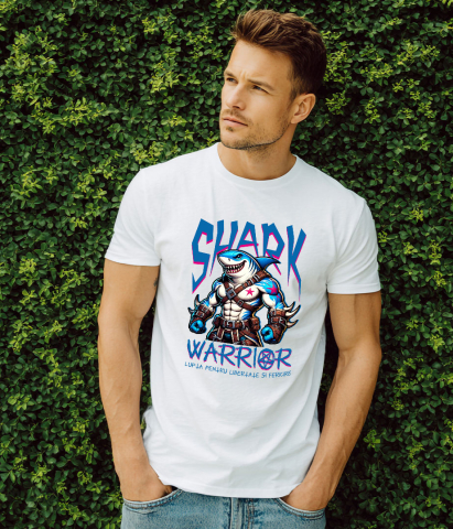 Tricou Femei, Barbati, Copii, Fata, Baiat, Unisex Personalizat Tricou Personalizat Rechin Puternic – Luptă pentru Libertate și Fericire | Cadou Inspirațional [1]