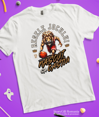 Tricou Femei, Barbati, Copii, Fata, Baiat, Unisex Personalizat Leul Furios – Jucător de Baschet în Meci Intens | Design Sportiv [2]