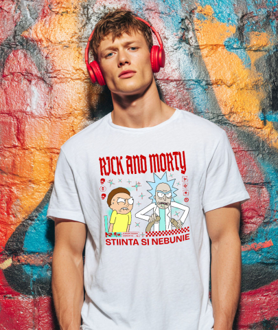 Tricou Barbati cu Rick & Morty Fac Un Nou Experiment 100% Bumbac, Alb, M [1]