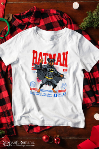 Tricou Femei, Barbati, Copii, Fata, Baiat, Unisex Personalizat Rottweiler În Costum de Batman – Câine Supererou pentru Copii și Iubitorii de Animale [2]