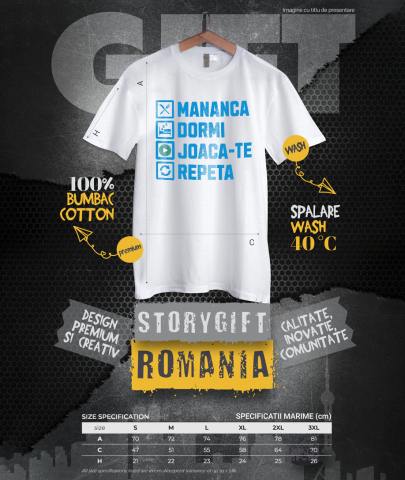 Tricou Femei, Barbati, Copii, Fata, Baiat, Unisex Personalizat Rutina Zilnică Haioasă Gamer Bărbat - Mananca Dormi Joaca-te Repeta [3]