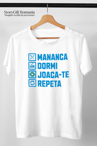 Tricou Femei, Barbati, Copii, Fata, Baiat, Unisex Personalizat Rutina Zilnică Haioasă Gamer Bărbat - Mananca Dormi Joaca-te Repeta [2]