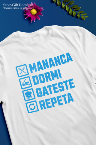 Tricou Femei, Barbati, Copii, Fata, Baiat, Unisex Personalizat Rutina zilnică „Mănâncă, dormi, gătește, repetă” – Cadou personalizat pentru iubitorii de gătit [2]