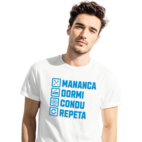 Tricou Femei, Barbati, Copii, Fata, Baiat, Unisex Personalizat Rutina Zilnică – Mesaj Haios Pentru Iubitorii De Mașini și Viteză