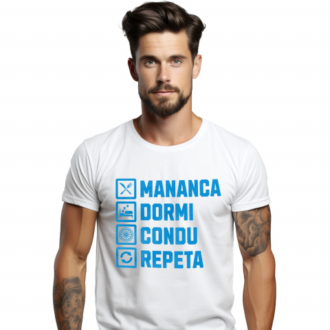 Tricou Femei, Barbati, Copii, Fata, Baiat, Unisex Personalizat Rutina Zilnică – Mesaj Haios Pentru Iubitorii De Mașini și Viteză