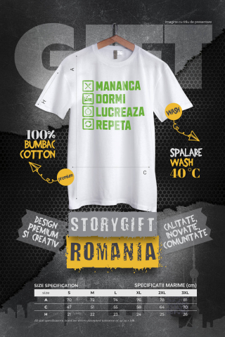 Tricou Femei, Barbati, Copii, Fata, Baiat, Unisex Personalizat Mănâncă, Dormi, Lucrează, Repetă – Design Haios pentru Iubitorii de Muncă [3]