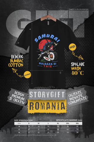Tricou Femei, Barbati, Copii, Fata, Baiat, Unisex Personalizat Samurai Ninja cu Sabie Ascuțită și Sushi - Cadouri Personalizate pentru Iubitorii de Mâncare Chinezească și Umor [3]