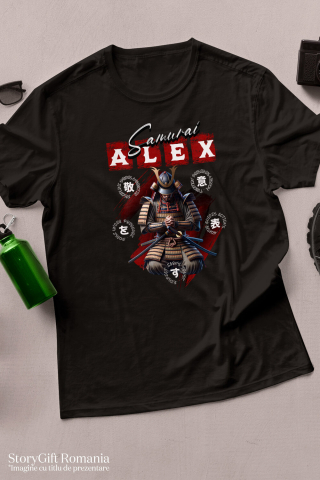 Tricou Femei, Barbati, Copii, Fata, Baiat, Unisex Personalizat Samurai ninja cu armură și rugăciune – Portret personalizat cu influențe din cultura chineză [2]