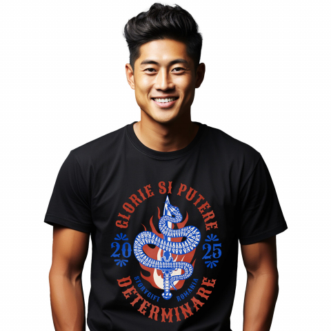 ANIMALE - Tricou Femei, Barbati, Copii, Fata, Baiat, Unisex Personalizat Sarpe Periculos cu Sabie - Putere, Glorie și Determinare pentru Cadouri Personalizate