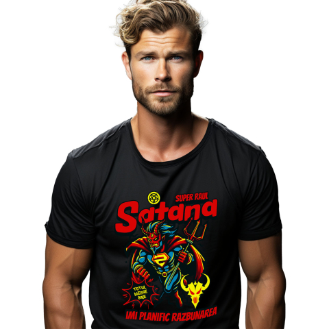 Tricou Femei, Barbati, Copii, Fata, Baiat, Unisex Personalizat Satana Diavol În Costum De Super Erou Cu Coarne Și Coadă – Cadou Personalizat „Îmi Planific Răzbunarea”