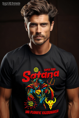 Tricou Femei, Barbati, Copii, Fata, Baiat, Unisex Personalizat Satana Diavol În Costum De Super Erou Cu Coarne Și Coadă – Cadou Personalizat „Îmi Planific Răzbunarea” [1]