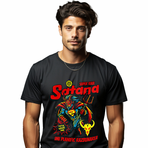 Tricou Femei, Barbati, Copii, Fata, Baiat, Unisex Personalizat Satana Diavol În Costum De Super Erou Cu Coarne Și Coadă – Cadou Personalizat „Îmi Planific Răzbunarea”