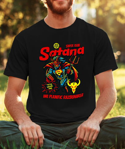 Tricou Femei, Barbati, Copii, Fata, Baiat, Unisex Personalizat Satana Diavol În Costum De Super Erou Cu Coarne Și Coadă – Cadou Personalizat „Îmi Planific Răzbunarea” [1]