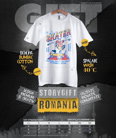 Tricou Femei, Barbati, Copii, Fata, Baiat, Unisex Personalizat Schelet Skateboard Craniu în Flăcări – Design Extrem pentru Skateri [3]