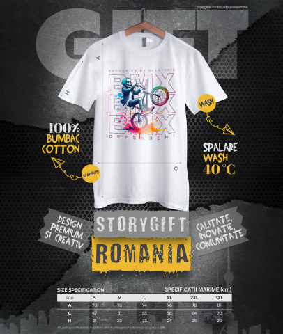 Tricou Femei, Barbati, Copii, Fata, Baiat, Unisex Personalizat Schelet pe BMX - Tricou Personalizat Motivațional pentru Rideri și Sportivi [3]