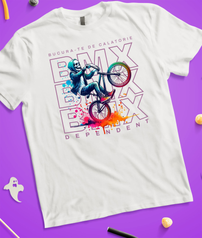 Tricou Femei, Barbati, Copii, Fata, Baiat, Unisex Personalizat Schelet pe BMX - Tricou Personalizat Motivațional pentru Rideri și Sportivi [2]