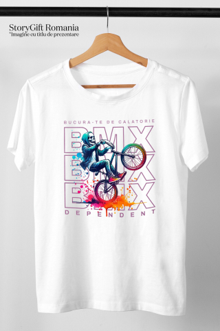 Tricou Femei, Barbati, Copii, Fata, Baiat, Unisex Personalizat Schelet pe BMX - Tricou Personalizat Motivațional pentru Rideri și Sportivi [2]