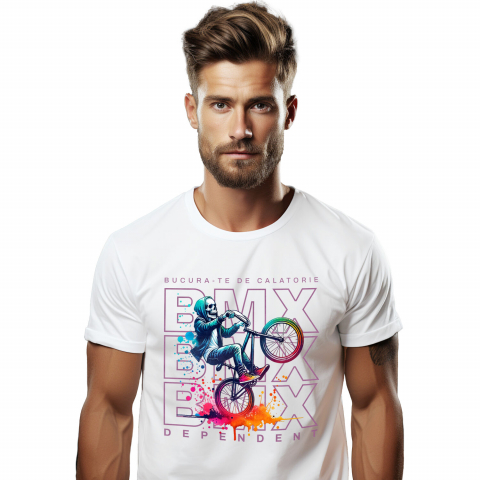 SPORT - Tricou Femei, Barbati, Copii, Fata, Baiat, Unisex Personalizat Schelet pe BMX - Tricou Personalizat Motivațional pentru Rideri și Sportivi