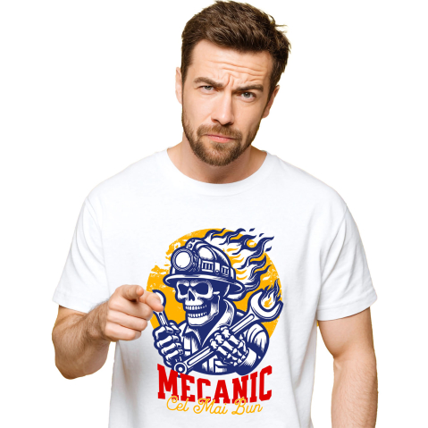 Tricou Femei, Barbati, Copii, Fata, Baiat, Unisex Personalizat Schelet Uman în Flăcări – Design Personalizat pentru Mecanicii și Iubitorii de Mașini