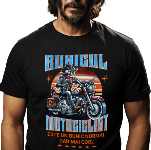 Tricou Femei, Barbati, Copii, Fata, Baiat, Unisex Personalizat Schelete Uman Cu Pălărie, Bandană Roșie și Motor Vintage – Stil Clasic Moto