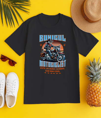 Tricou Femei, Barbati, Copii, Fata, Baiat, Unisex Personalizat Schelete Uman Cu Pălărie, Bandană Roșie și Motor Vintage – Stil Clasic Moto [2]