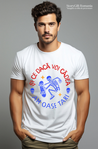 Tricou Femei, Barbati, Copii, Fata, Baiat, Unisex Personalizat Ilustrație amuzantă cu un schelet pe skateboard, într-un stil cool și dinamic, potrivit pentru fanii sporturilor extreme și designurilor originale. [1]